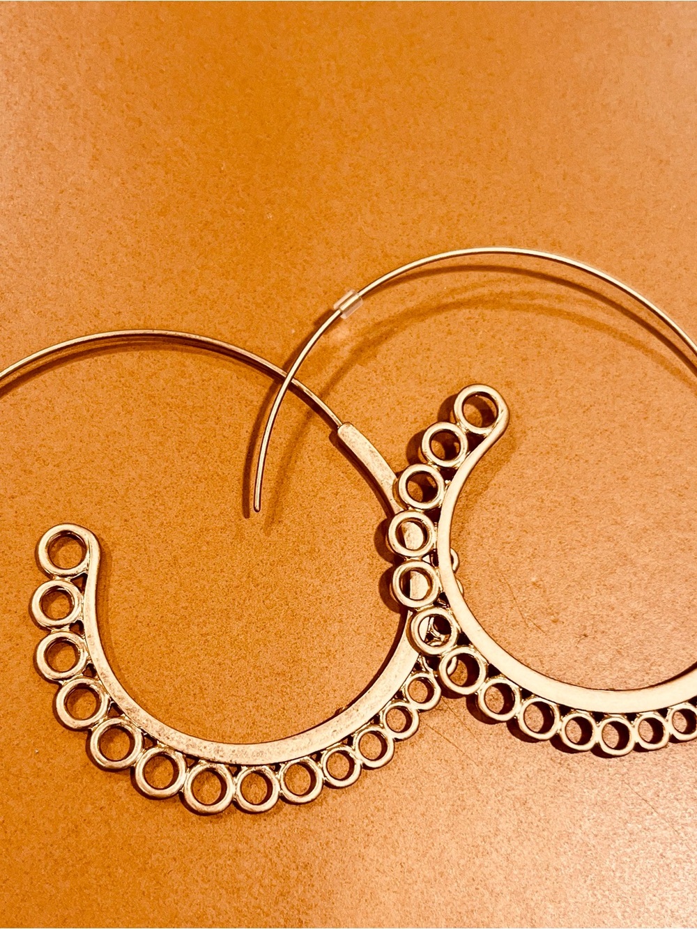 Gold Hoop Earrings with Circle Accent - Women Jewelry